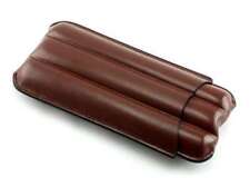 Brown Leather 3 Finger 60 Ring Gauge Cigar Case Holder picture