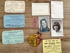 Vintage 1960s Ephemera Lot YMCA Cards Empire State Ticket Photos Pin 11 Pieces picture