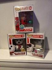 Funko Pop Coca-Cola 3pc Flocked Diamond Polar Bear #58 #105 #158 w/ Protectors picture