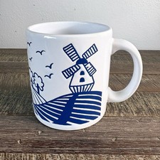 VTG 80s Waechtersbach Coffee Mug 10 Oz Cottage Folk Art Dutch Windmill Germany picture