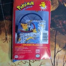 Vintage Pokemon Standard Pillowcase Ash Pikachu 1999 Nintendo NEW Sealed USA picture