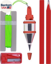 Plumb Bob - 8 Oz(227G) Plumb-Rite with 16 Ft(5M) String, Pencil Sharpener,2 Penc picture