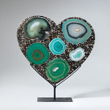 Large Polished Green Agate Heart on Metal Stand (3.5 lbs) picture