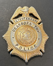 Vintage Obsolete 1950s Dearborn TWP Police Lieutenant Badge State of Michigan picture