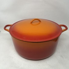 Vtg Descoware FE 2H 16 Citron ‘Orange Flame’ Dutch Oven Casserole Dish picture
