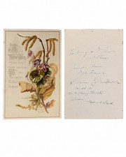 Antique 1881 Victorian New Year Greeting Card Floral Violets Ephemera picture