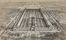 RARE PERSPECTIVE VIEW MAP OF EXPOSITION UNIVERSELLE DE 1878 PARIS CABINET PHOTO picture