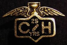 VTG C/H 25 YR EMPLOYEE 14K GOLD SERVICE AWARD SCREWBACK PIN - HOURGLASS WINGS picture