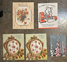 Five Vintage Unused Greeting Cards Birthday Thank You Congratulations Ephemera picture