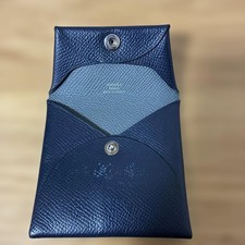 Hermes Bastia Coin Case Navy Leather France picture