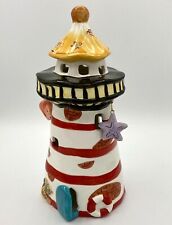 Ceramic Lighthouse Handpainted Red White Striped 11