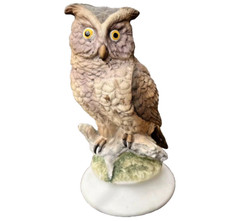 Lefton Horned Owl Figurine Porcelain Bisque KW-866 6.25