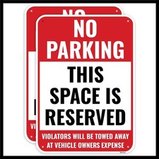 2PC Reserved Parking Sign, 14 x 10 Inches - Aluminum - No Parking This Space ... picture