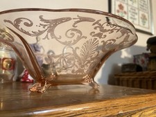 Vintage Fostoria Versaille 12” Large Serving Bowl Pink Etched Depression Glass picture