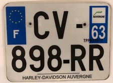 FRENCH HARLEY DAVIDSON MOTORCYCLE AUVERGNE REGION license plate picture