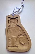 Vintage 1993 Brown Bag Cookie Art Cat Ornament Hill Design Ceramic Craft Mold picture