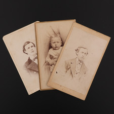 Set of 3 CDV Carte de Visite of 2 Men & Baby Iowa Falls, Iowa #900 picture
