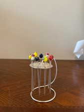 vintage mid-century glass fruit and novelty cocktail picks with a metal stand, p picture