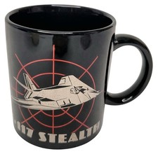Vintage F-117 Stealth Fighter Jet Coffee Mug Black Ceramic Military USAF Cup picture