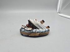 LIMOGES BOX RMC TITANIC SINKING & LIFE BOATS LUXURY OCEAN LINER PEINT MAIN picture