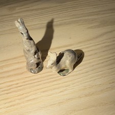 Ceramic Handmade Kangaroo Figurine Set of 2 Collectible Animal Sculptures picture