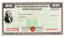 Original WWII US Savings Bond Poster - $50 Bond Thomas Jefferson picture