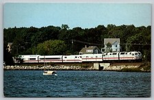 AMTRAK ICE TRAIN F69's 450 AND 451 ALONG MYSTIC RIVER IN MYSTIC CT  Postcard picture