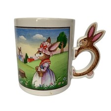 Vintage | Enesco Easter Bunny Rabbit Handled Coffee Mug picture