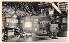 RPPC Fishing Hunting Camp Interior Rustic Log Cabin Photo Vtg Postcard 15A picture