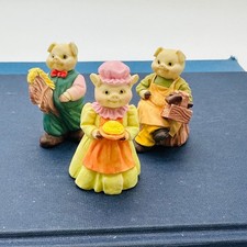 1991 Vintage Miniature Pig Figurines JC Anthropomorphic Set of 3 Farmhouse Decor picture