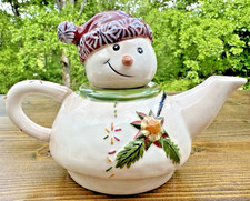 Tracy Porter Jingle Bell Snowman Teapot Let's Hang Mistletoe Christmas picture
