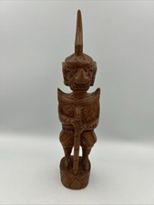 VTG 1960s Thai Yaksha Guardian Statue Teak Wood Hand Carved 12” Thailand Figure picture
