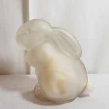 Vtg Paden City Frosted Clear Glass Bunny Rabbit Alfie Cotton Dispenser 5” Easter picture