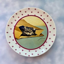 Vintage Lowell Herrero Cat Plate CAT IN PAPER BAG dated 1984 picture