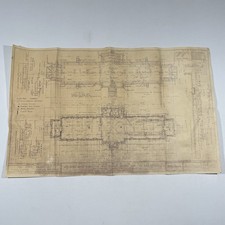 Antique 1922 Architectural Blueprint Wisconsin State Hospital Laundry Rare Clean picture