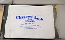 Vintage Citizens Bank and Trust Co Baytown Texas Canvas Zipper Money Bag Pouch picture