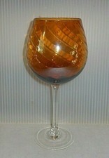 Mid Century Vintage Tall Gold Hand Blown Glass Brandy Snifter Balloon Vase 9