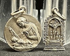 France 1910´ old lot x2 By Dropsy (Virgin & Baby Jesus) & Crucifix Jesus (silver picture