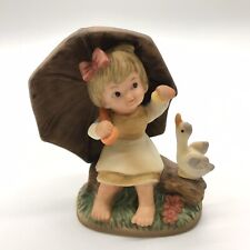 Vintage Napcoware Tiny Tots Ceramic Girl With Duck Figurine Umbrella picture