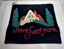 Vintage Hand made Velvet Pillow Cover Home Sweet Home Cottagcore Cozy Sweater picture