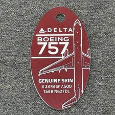 Delta Air Lines Boeing 757 PlaneTags N627DL Genuine Aircraft Skin Tag #2378/7500 picture