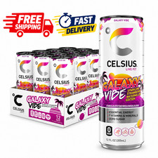 CELSIUS GALAXY VIBE Sparkling 12 Fl Oz (Pack of 12), Purple, Pink, Blue picture