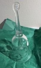 Romanian Crystal Bell, Etched Bird & Flowers, Spiral Loop Handle picture