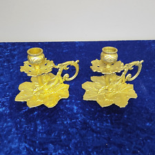 Vintage Heavy Brass Candle Holder with Handle by Crowning Touch - Set of 2 picture