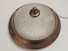Vtg 2-Bulb Flush Mount Ceiling Light Fixture - VAXCEL Antique Copper Bronze IOB picture