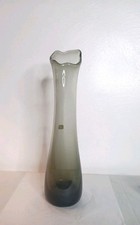 Vintage Epic Viking W/sticker Glass Swung Vase Smoke Color 17.5” Amazing picture