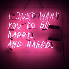 I Just Want You To Be Happy And Naked Pink Neon Sign Light Gift Wall 24x20 picture