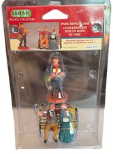 NEW Lemax Park Bench Chat Conversation Street Lamps 2002 Christmas Village Lot picture
