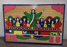 Vintage The Last Supper Jesus Wooded Painted Art Christianity Colorful 10x7 picture