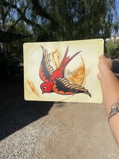 Vintage Antique Sailor Jerry American Traditional Tattoo Metal Sign Collectible picture